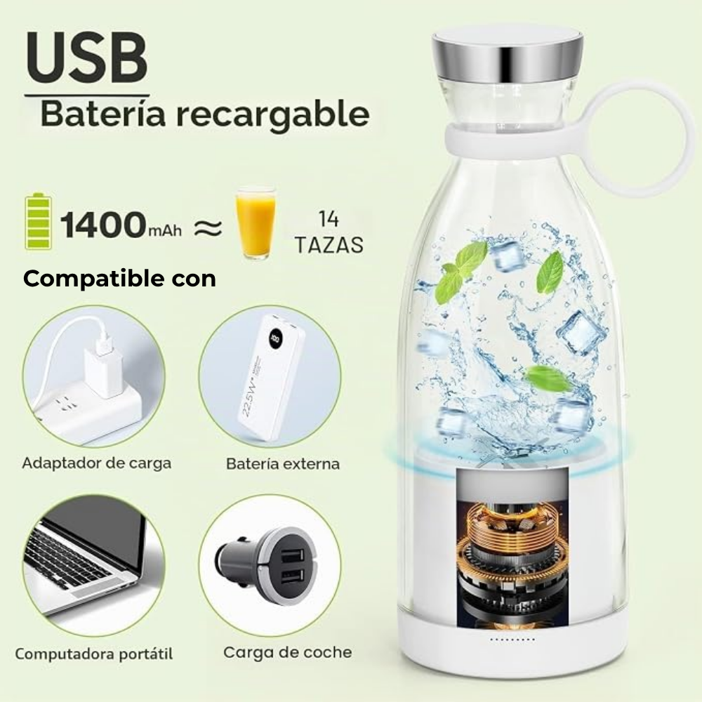 EasyShake Go — Licuadora Portátil Recargable 350 ml para Gym y Viaje