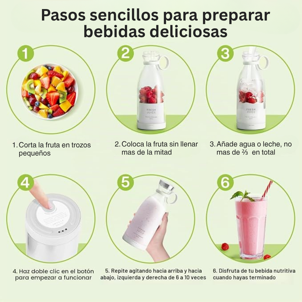 EasyShake Go — Licuadora Portátil Recargable 350 ml para Gym y Viaje
